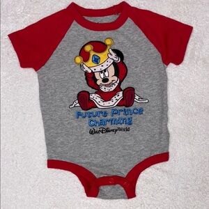 Disney Future Prince Charming Mickey Mouse grey red short sleeve bodysuit 18m